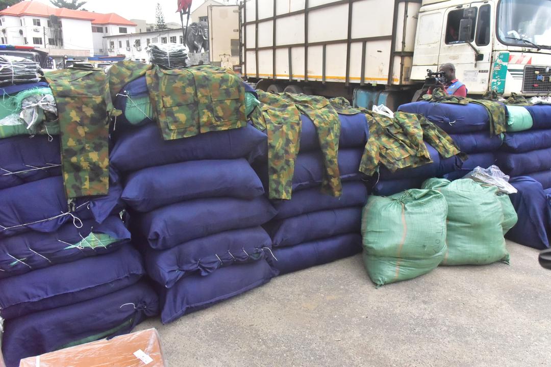 Police Arrest Three Suspects, Seize Truckload of Military Uniforms and Illicit Drugs in Lagos